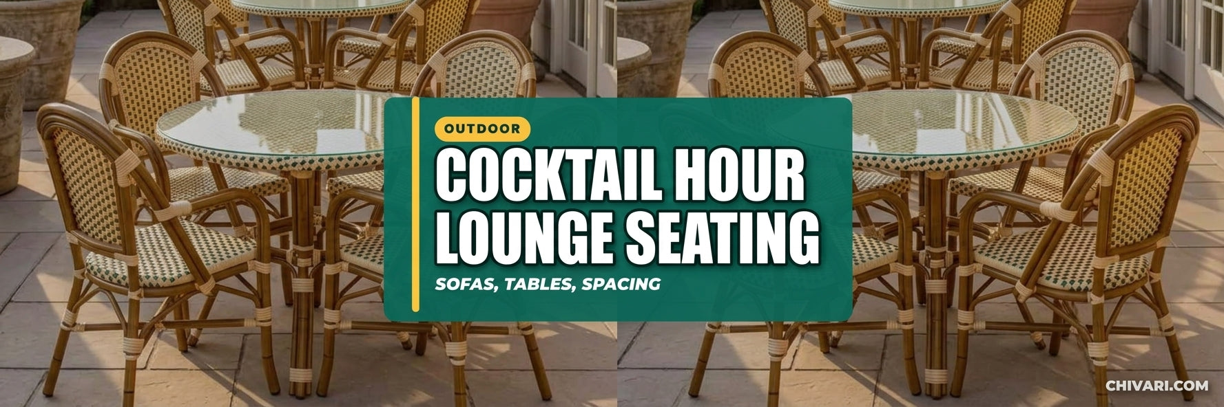 Outdoor Lounge Seating for Cocktail Hour: Sofas, Tables, Spacing