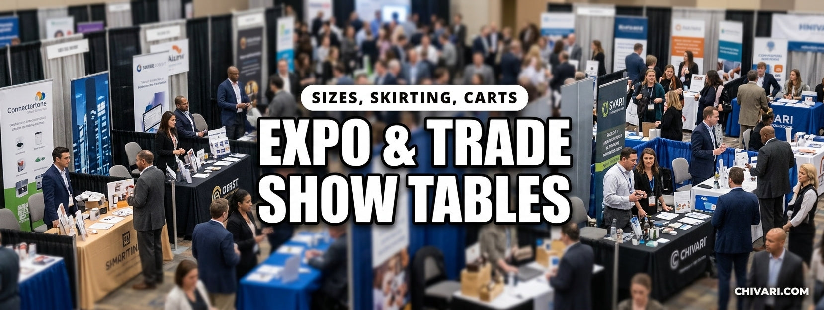 Expo and Trade Show Tables: Sizes, Skirting and Cart Storage