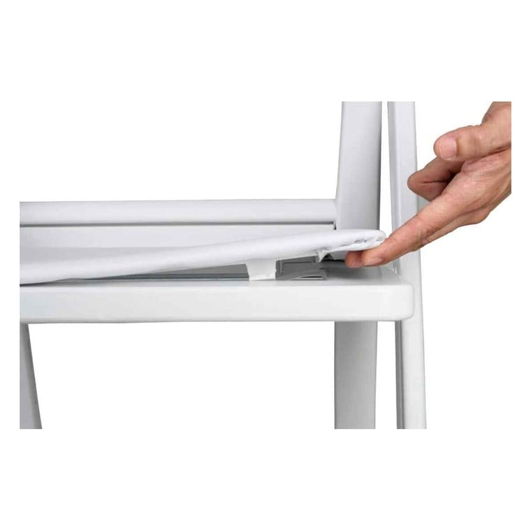 Snap-off vinyl cushion. Waterproof, CA117 fire-retardant foam, replaceable without tools.