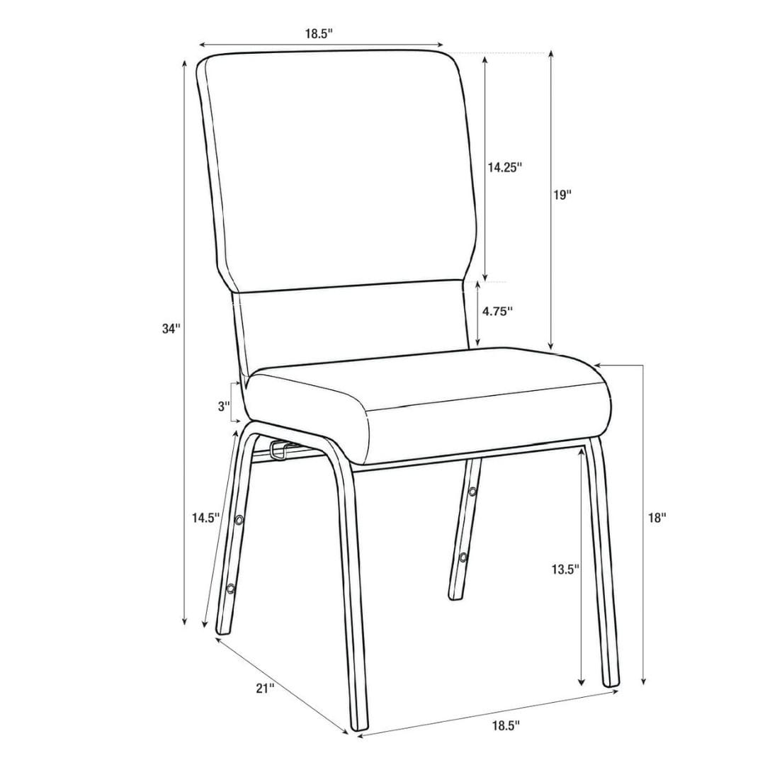 Chivari Maroon Fabric Church Chair with Cut-Away Back 18.5" Wide Gold Steel Frame CH18MG-ZF-T
