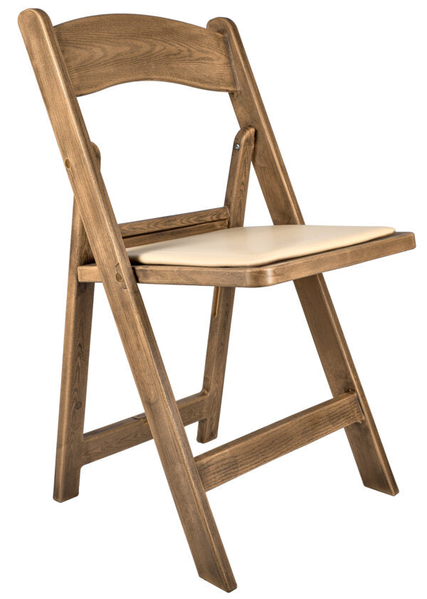 Chestnut WoodGrain Brushed Wood with Tan Seat Resin Steel Skeleton™ Folding Chair