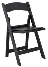 Black WoodGrain™ Resin Steel Skeleton™ Folding Chair with Black Seat