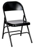 Chivari 100 Black Metal Folding Chairs + 12 Plastic Round Table Kit CFMBL-100-12RD-KT