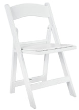 White WoodGrain™ Resin Steel Skeleton™ Folding Chair with White Seat