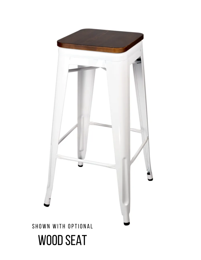 White Hi Gloss Steelix Tolix Style Metal Barstool – Ships Fully Assembled BTMW-AX-T