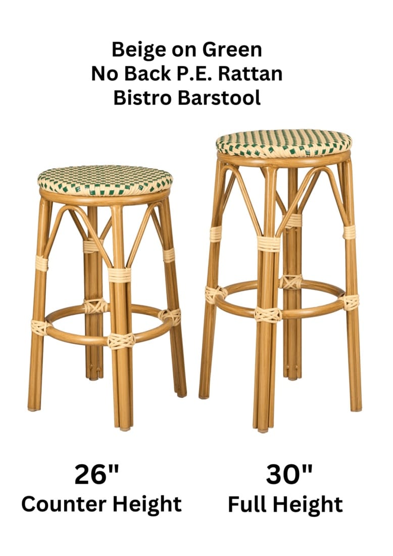 Toulouse Beige on Green 26" Counter Height No Back Bistro Barstool BCNBPW-AX-T