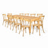 Chivari Natural Fluted Leg Farm Table Dining Set with 10 Chairs TFARM-NATURAL-T-LEG-KIT-CXR-AX