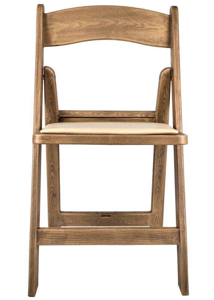 Chestnut WoodGrain Brushed Wood with Tan Seat Resin Steel Skeleton™ Folding Chair