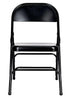 Chivari 100 Black Metal Folding Chairs + 12 Plastic Round Table Kit CFMBL-100-12RD-KT