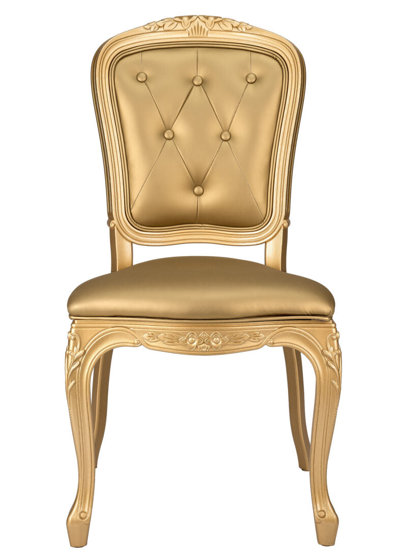 Chair Royal Resin Gold with Gold Vinyl Seat and Gold Vinyl Tufted Back by Chivari CRRGGT-ZG-