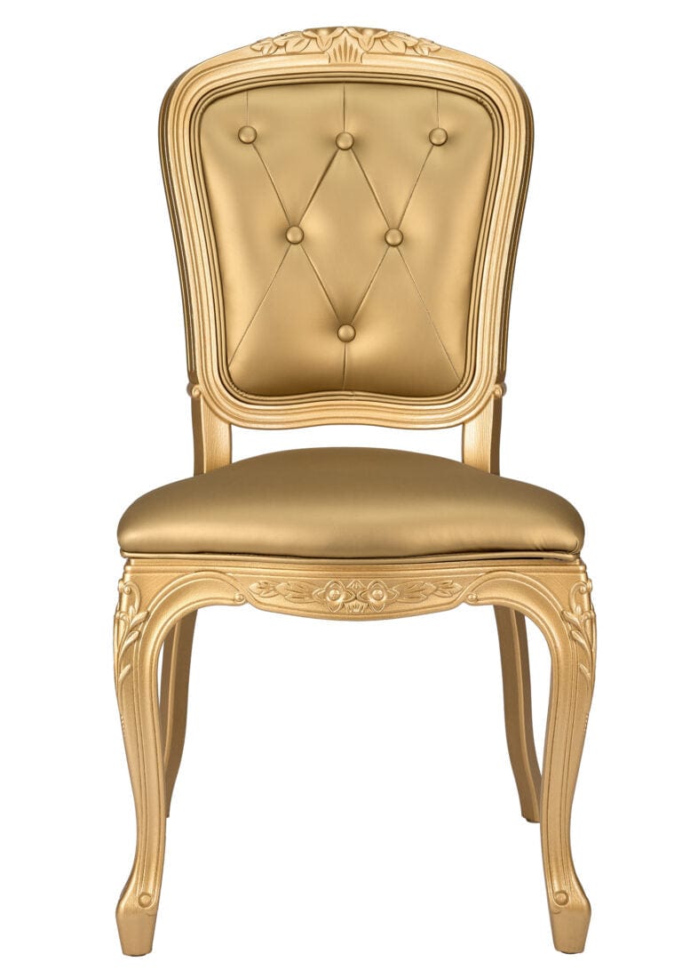 Chivari Gold Resin Royal Chair with Gold Vinyl Seat and Tufted Back Similar to Louis Pop Style - Goldwick CRRGGT-ZG-T