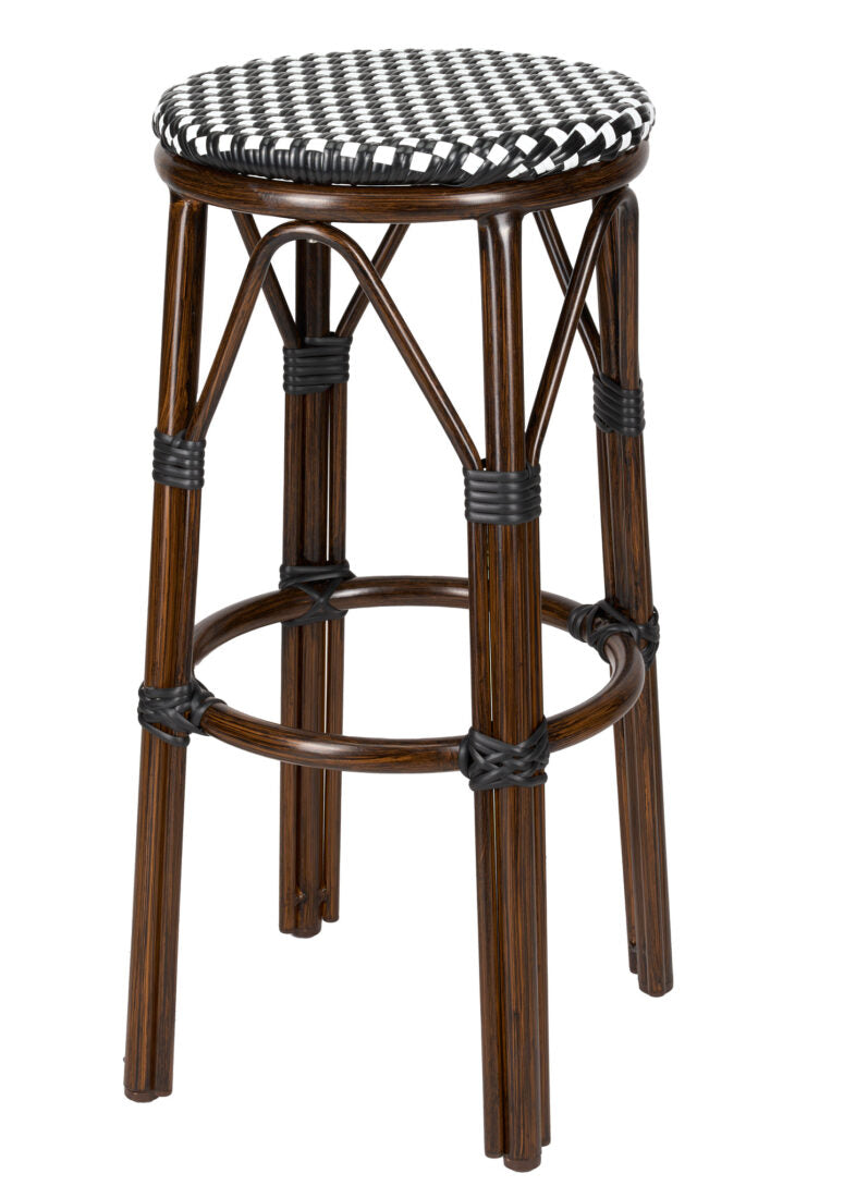 Black on White 30″ Full Height No Back Bistro Barstool BFNBPBLA-AX-T