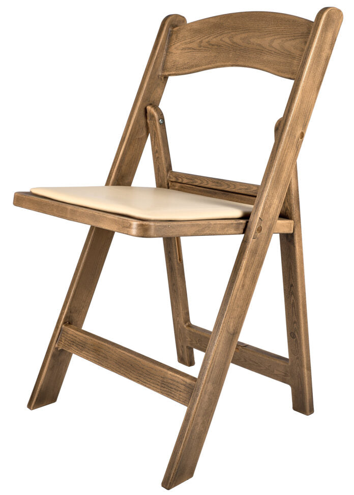 Chestnut WoodGrain Brushed Wood with Tan Seat Resin Steel Skeleton™ Folding Chair