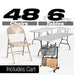 Chivari 48 Beige Metal Folding Chairs + 6 Heavy Duty Plastic 72x30 Banquet Tables + Hybrid Folding Chair and Banquet Table  Cart CFMBE-48-6RT-KT