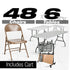 Chivari 48 Brown Metal Folding Chairs + 6  Heavy Duty Plastic 72x30 Banquet Tables  + Hybrid Folding Chair and Banquet Table  Cart CFMBR-48-6RT-KT