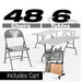 Chivari 48 Gray Metal Folding Chairs + 6 Heavy Duty Plastic 72x30 Banquet Tables + Hybrid Folding Chair and Banquet Table Cart CFMGR-48-6RT-KT