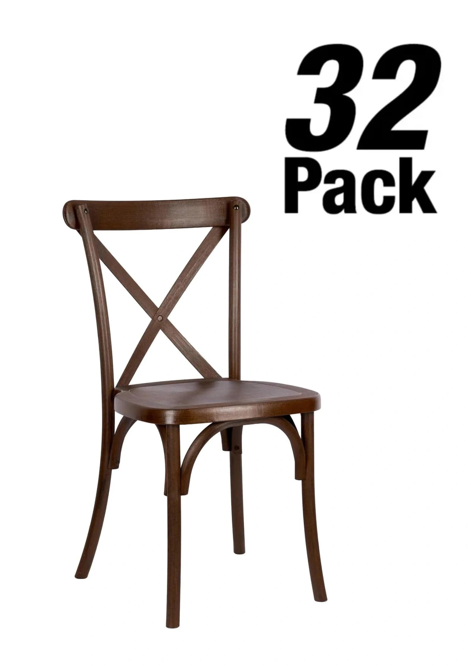 Chivari 32 Chair Pack Fruitwood Steel Skeleton™ Resin Cross Back Chair CXRF-STEEL-CX-T-32