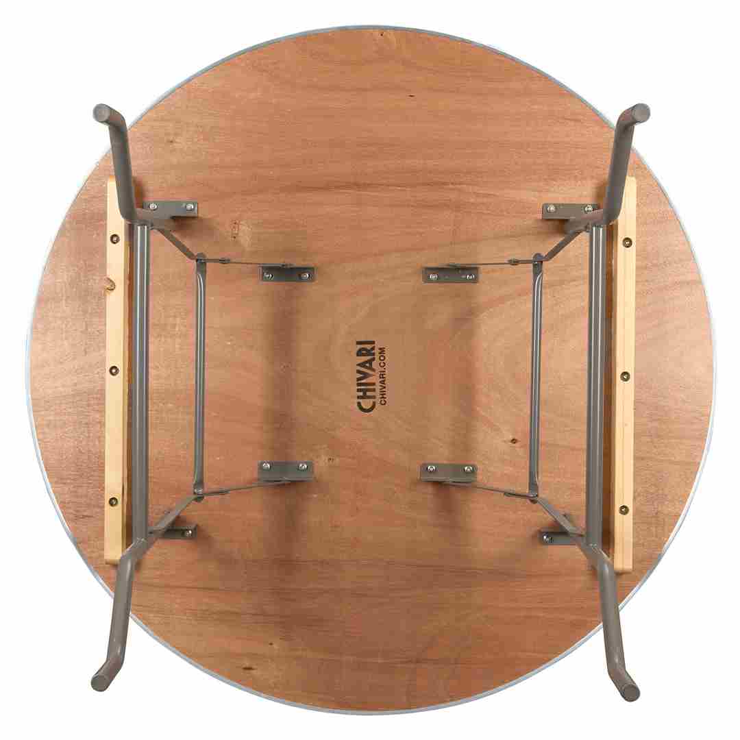 Chivari 8 Plywood 48" (4 Foot) Round Folding Tables with Metal Edge + Steel Banquet Table Cart CART102HG-RD48MG-8