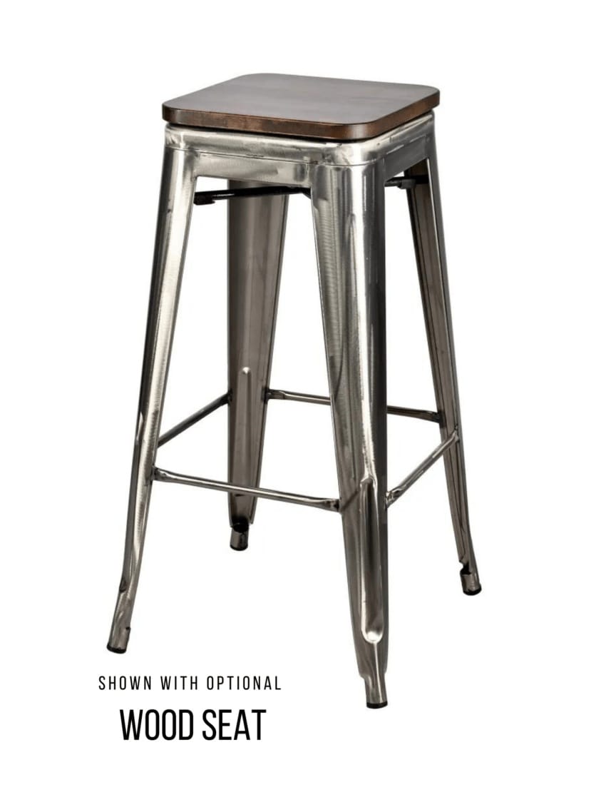 Chivari GunMetal Gray Hi Gloss Tolix Style Metal Stool BTMGU-AX-T
