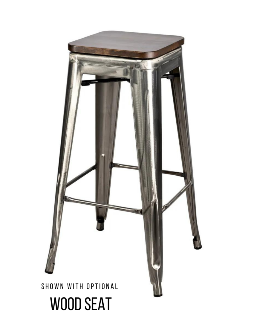 Steelix Tolix Style Metal Barstool Gunmetal with High Gloss / Polished and No Back – Ships Fully Assembled BTMGU-AX-T