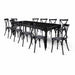 Chivari Black Fluted Leg Farm Table Dining Set with 10 Chairs TFARM-BLACK-T-LEG-KIT-CXR-AX