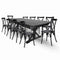 Chivari Black X-Leg Farm Table Dining Set Set with 10 Chairs TFARM-BLACK-X-LEG-KIT-CXR-AX