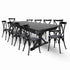 Chivari Black X-Leg Farm Table Dining Set Set with 10 Chairs TFARM-BLACK-X-LEG-KIT-CXR-AX