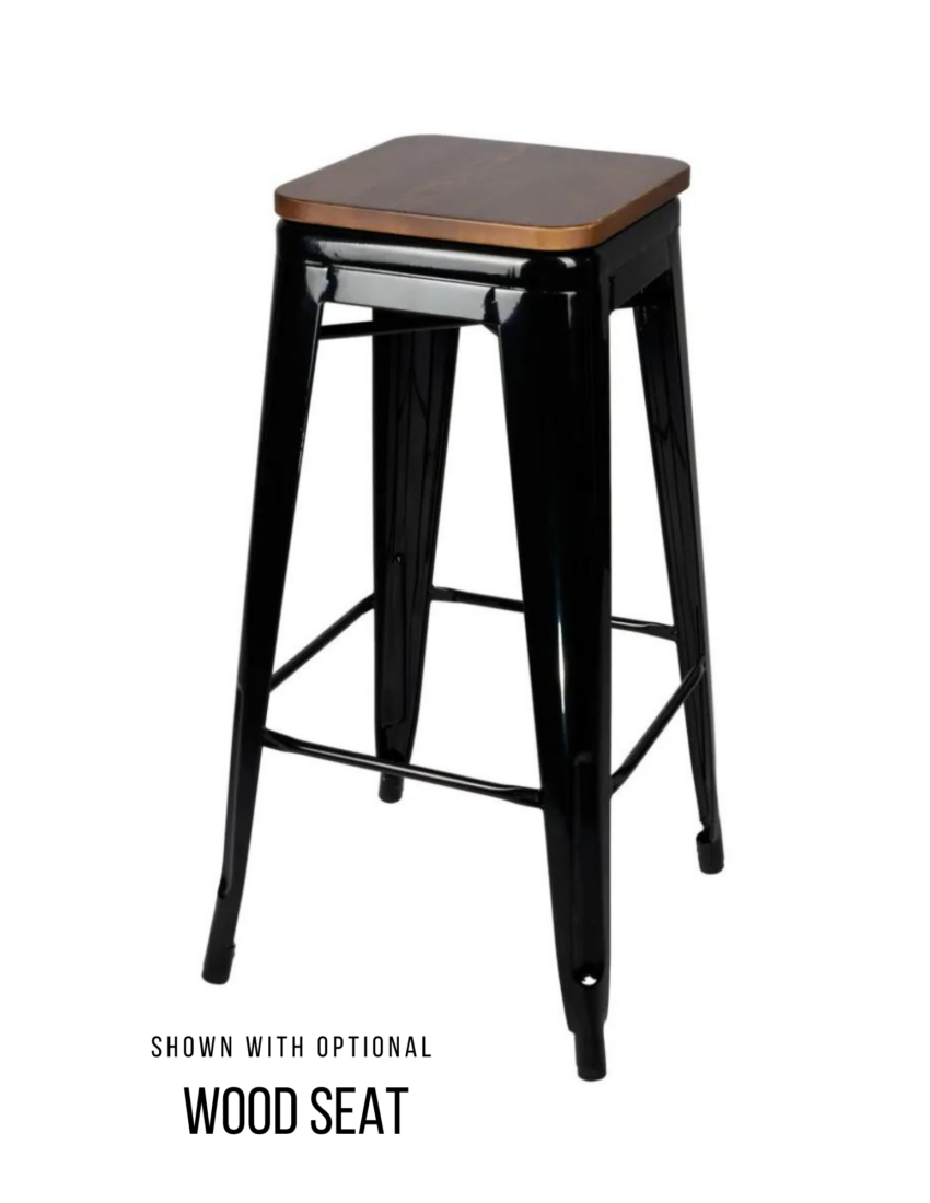 Steelix Tolix Style Metal Barstool Matte Black (50%) – No Back – Ships Fully Assembled BTMBM-AX-T