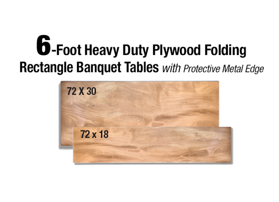 6 Foot (72"x 18") Rectangle Heavy Duty Plywood Folding Table