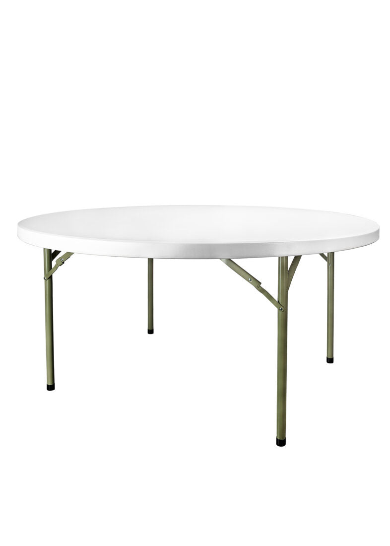 6 Foot 72" Round Heavy Duty Plastic Table by Chivari TPLSRD72-AX1-T