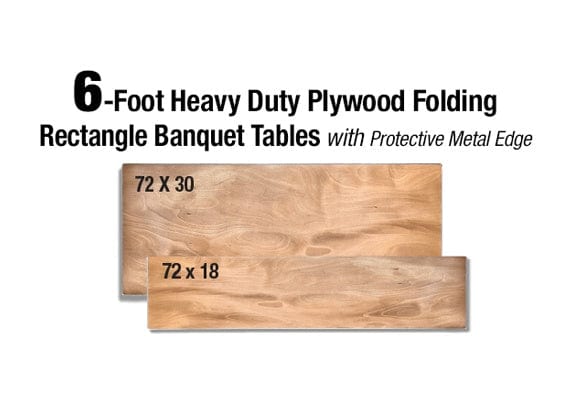 Chivari 72" x 18" (6 Foot) Rectangle Heavy Duty Plywood Folding Table TPLYRT7218M-AX-T