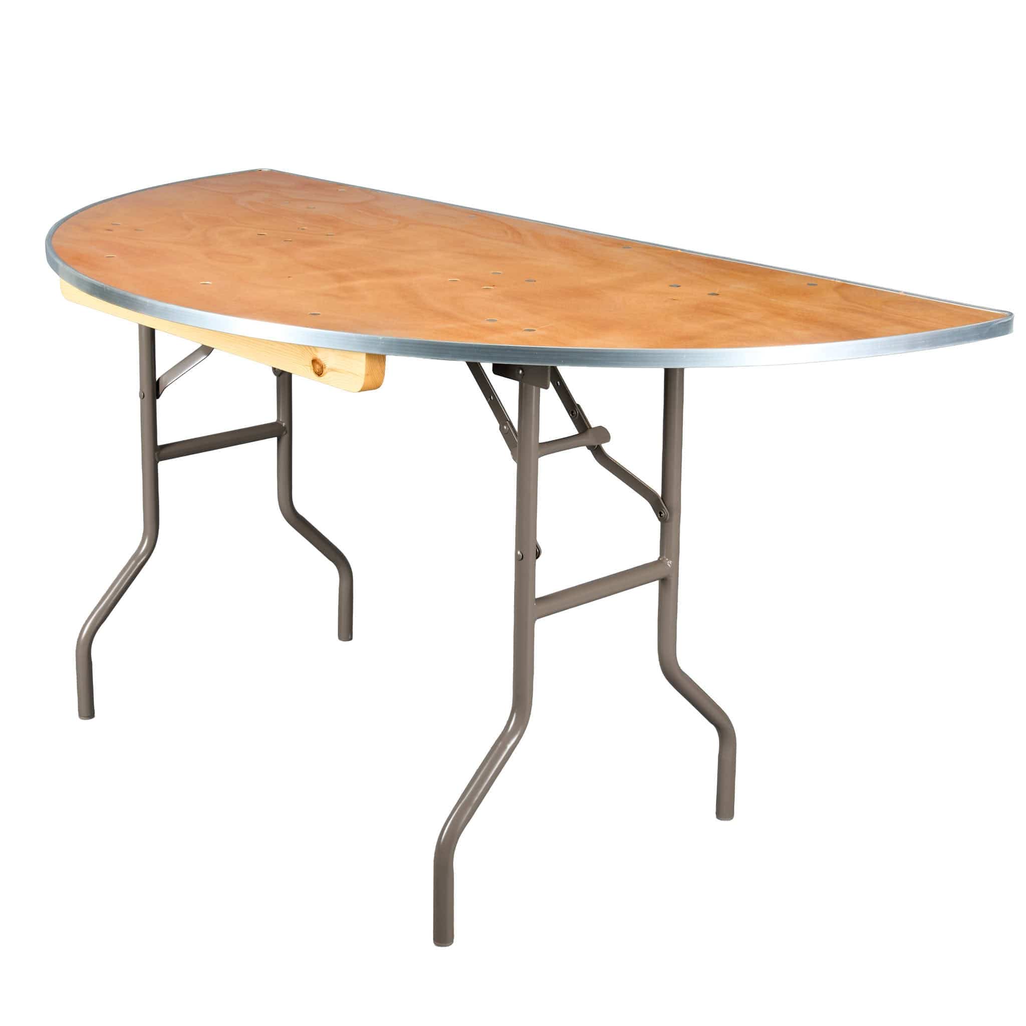 Chivari 60" (5 Foot) Half Round Heavy Duty Gray Plywood Folding Banquet Table TPLYHRD60MG-AX-T