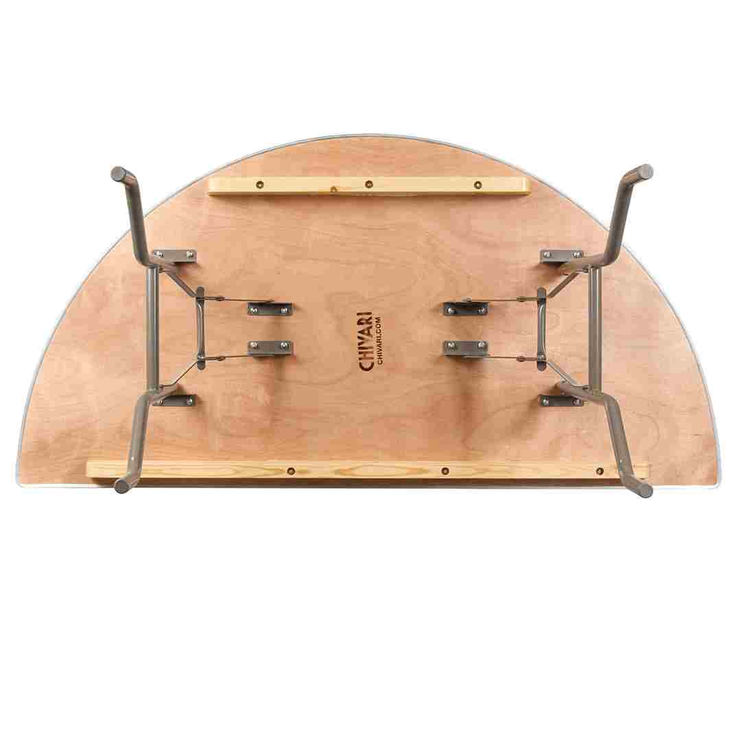 Chivari 60" (5 Foot) Half Round Heavy Duty Gray Plywood Folding Banquet Table TPLYHRD60MG-AX-T