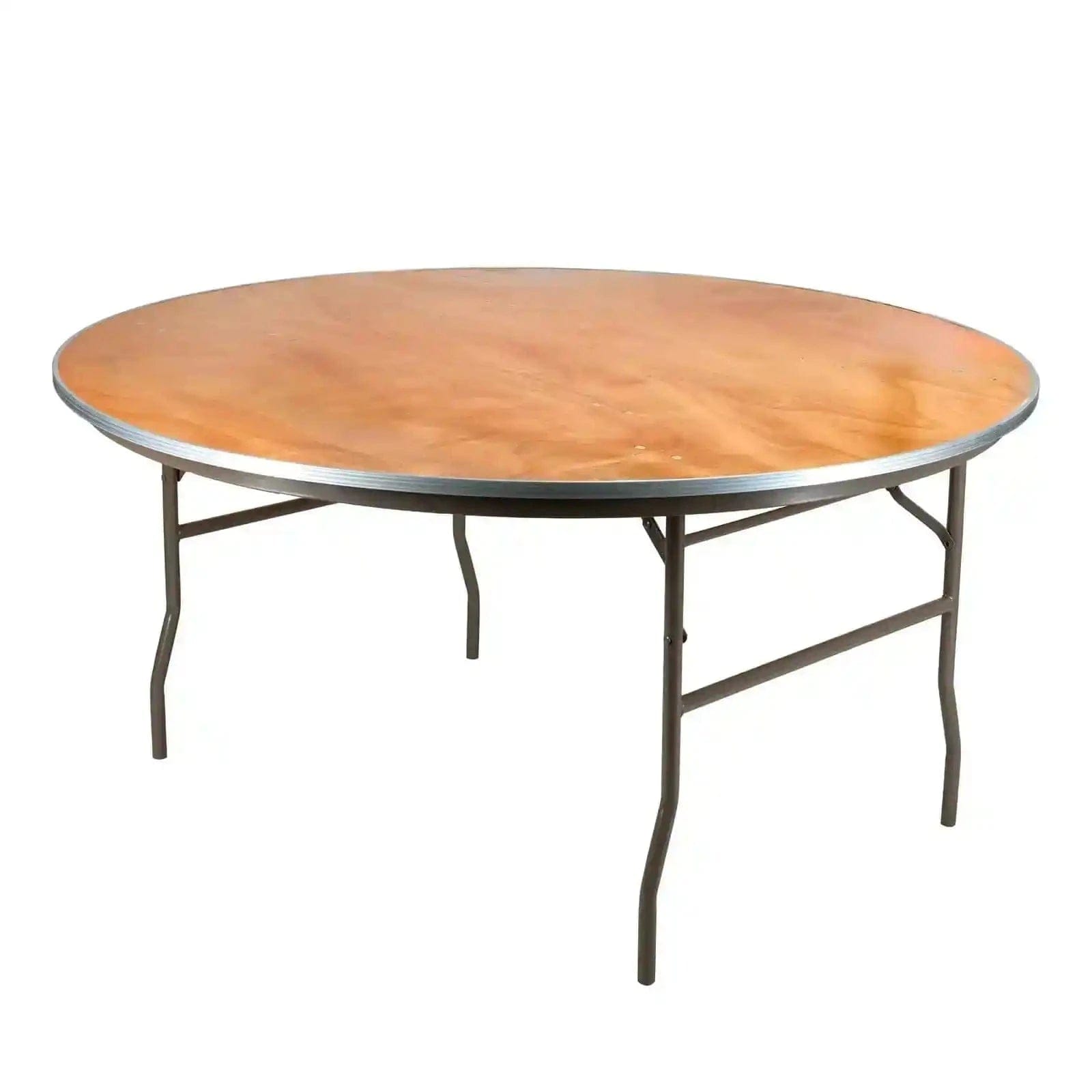 Chivari 60" (5 Foot) Round Heavy Duty Metal Edge Plywood Folding Banquet Table with Steel Skeleton TPLYRD60M-ST-AX