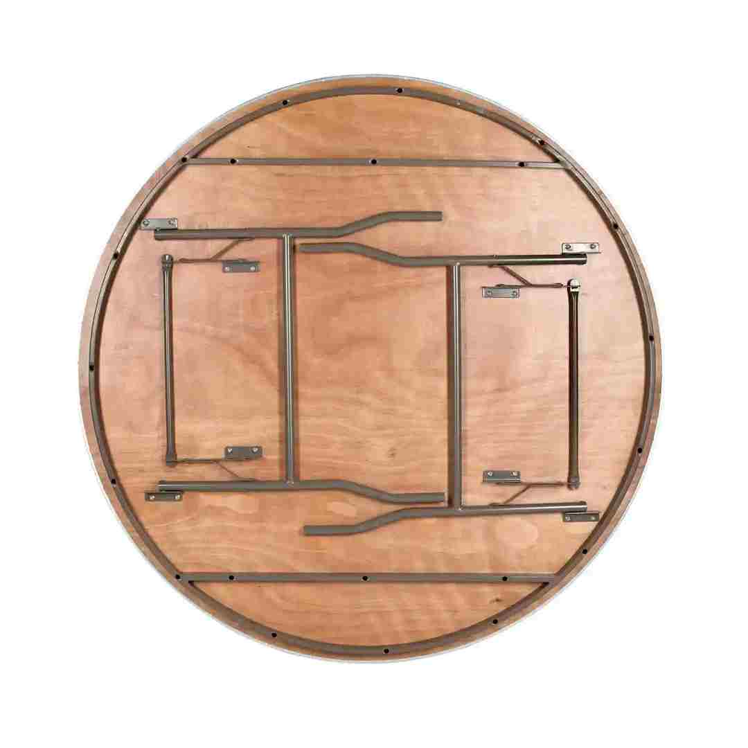 Chivari 60" (5 Foot) Round Heavy Duty Metal Edge Plywood Folding Banquet Table with Steel Skeleton TPLYRD60M-ST-AX