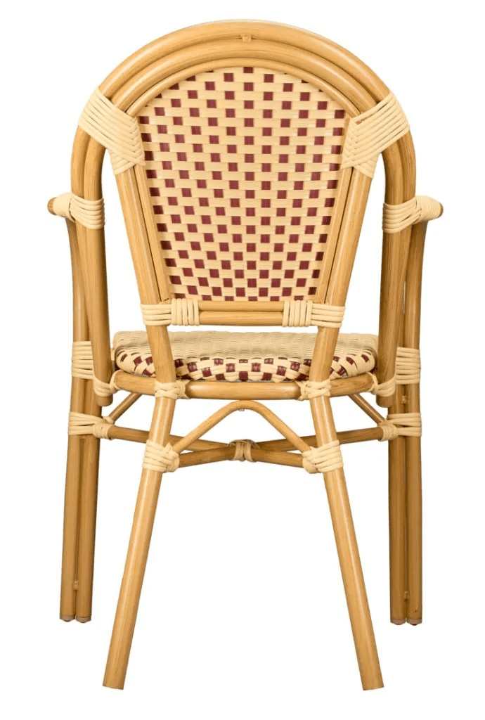 Toulouse Beige and Maroon French Bistro Set Includes 40" Table and 4 Chairs with Arms FBK-BM-AWM4-AX