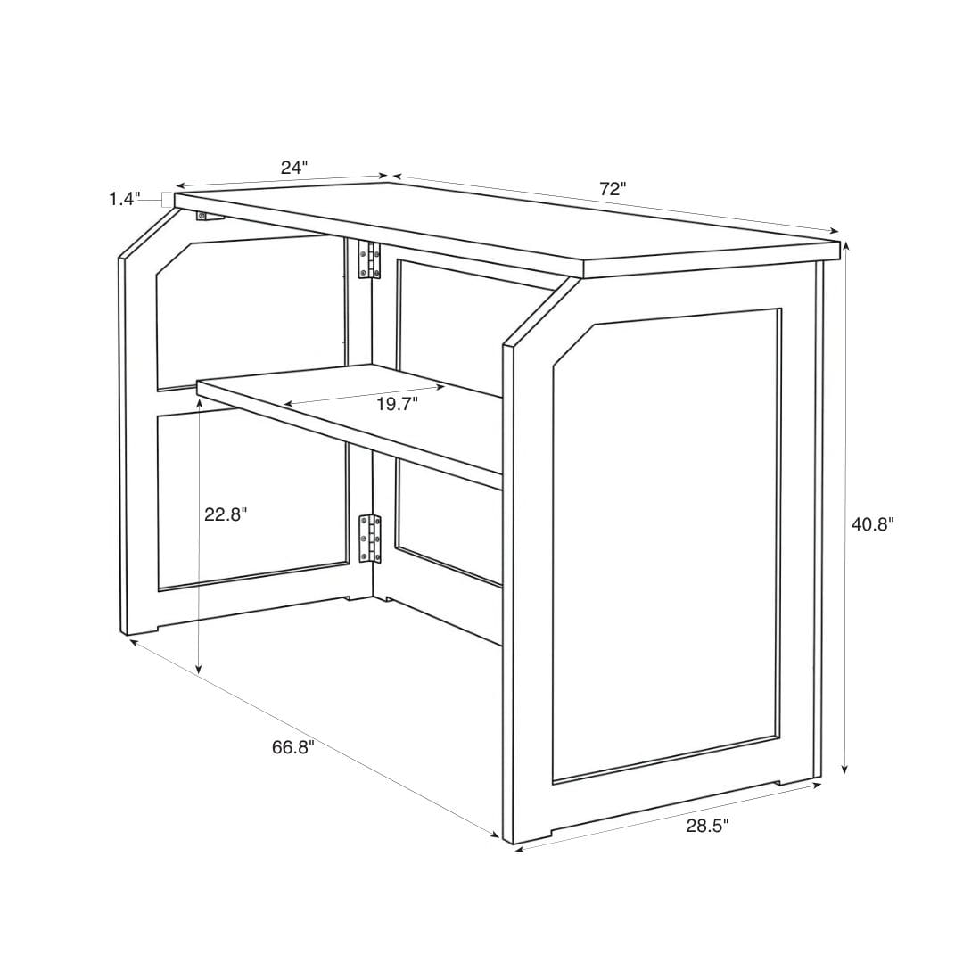 Grand Royale Bars 6' White Portable Folding Bar with HPL Reversible Front, Top & Shelf BAR-FOLD-72KIT-WHT-AX-T