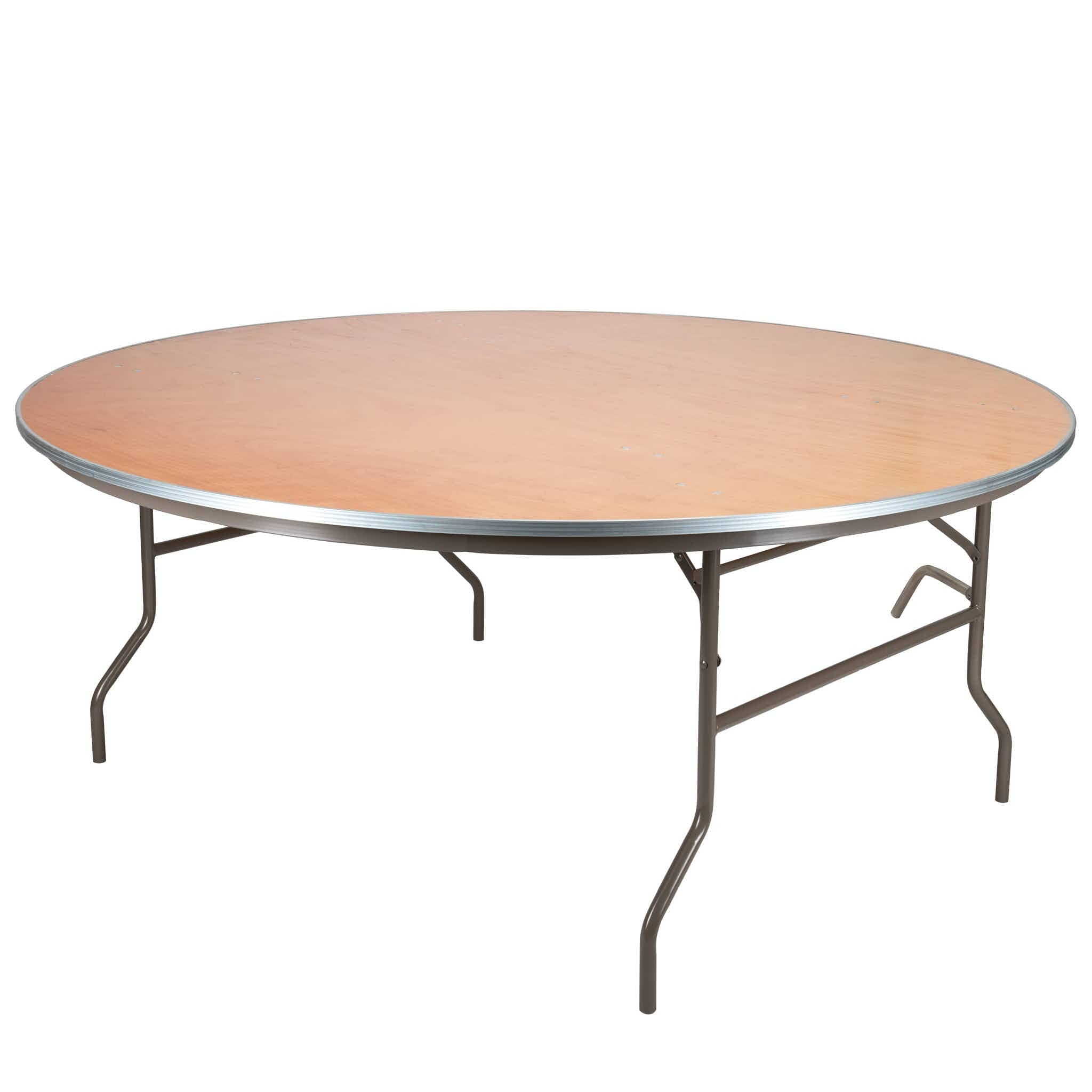 Chivari 72" (6 Foot) Round Heavy Duty Metal Edge Plywood Folding Banquet Table with Steel Skeleton™ TPLYRD72M-ST-AX