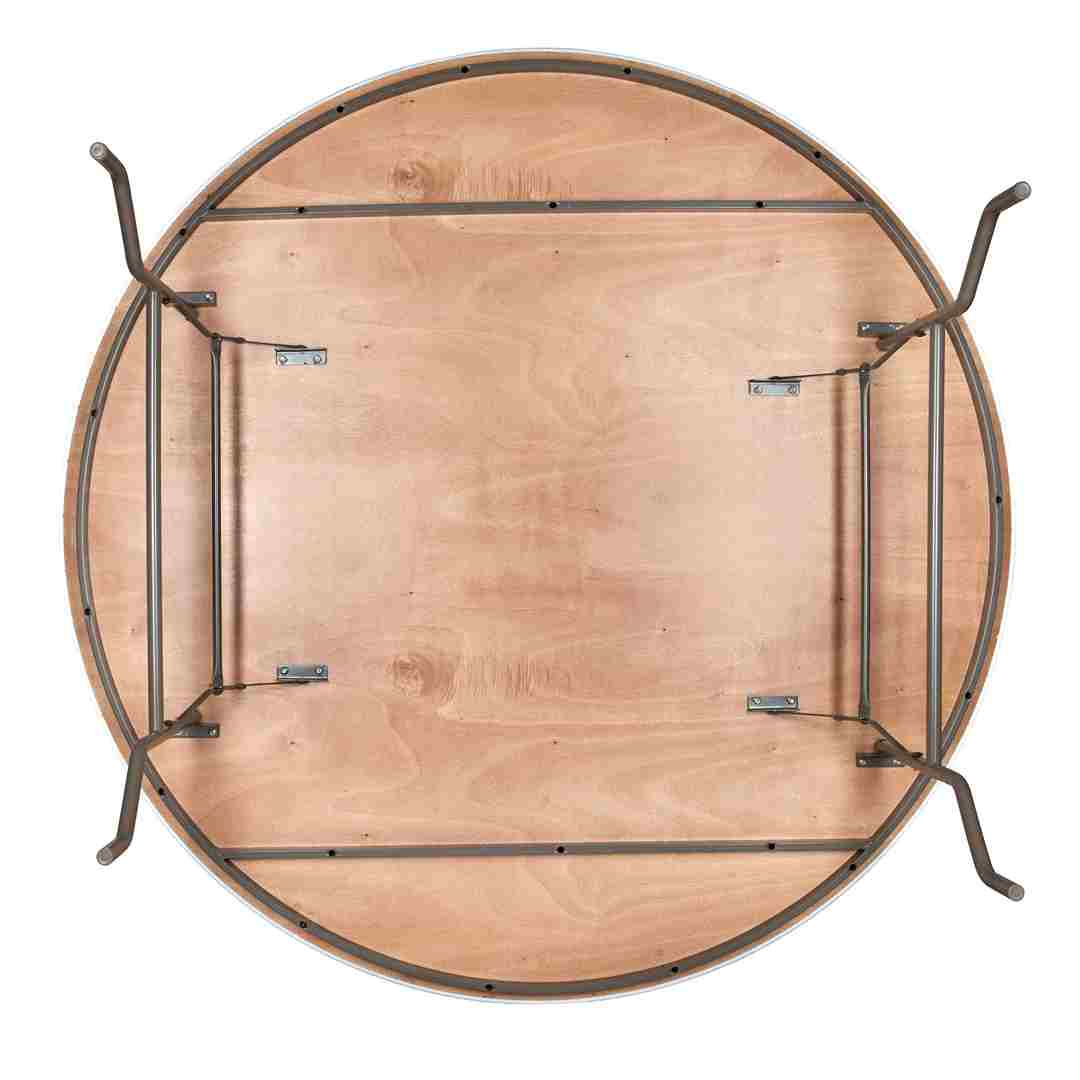 Chivari 72" (6 Foot) Round Heavy Duty Metal Edge Plywood Folding Banquet Table with Steel Skeleton™ TPLYRD72M-ST-AX