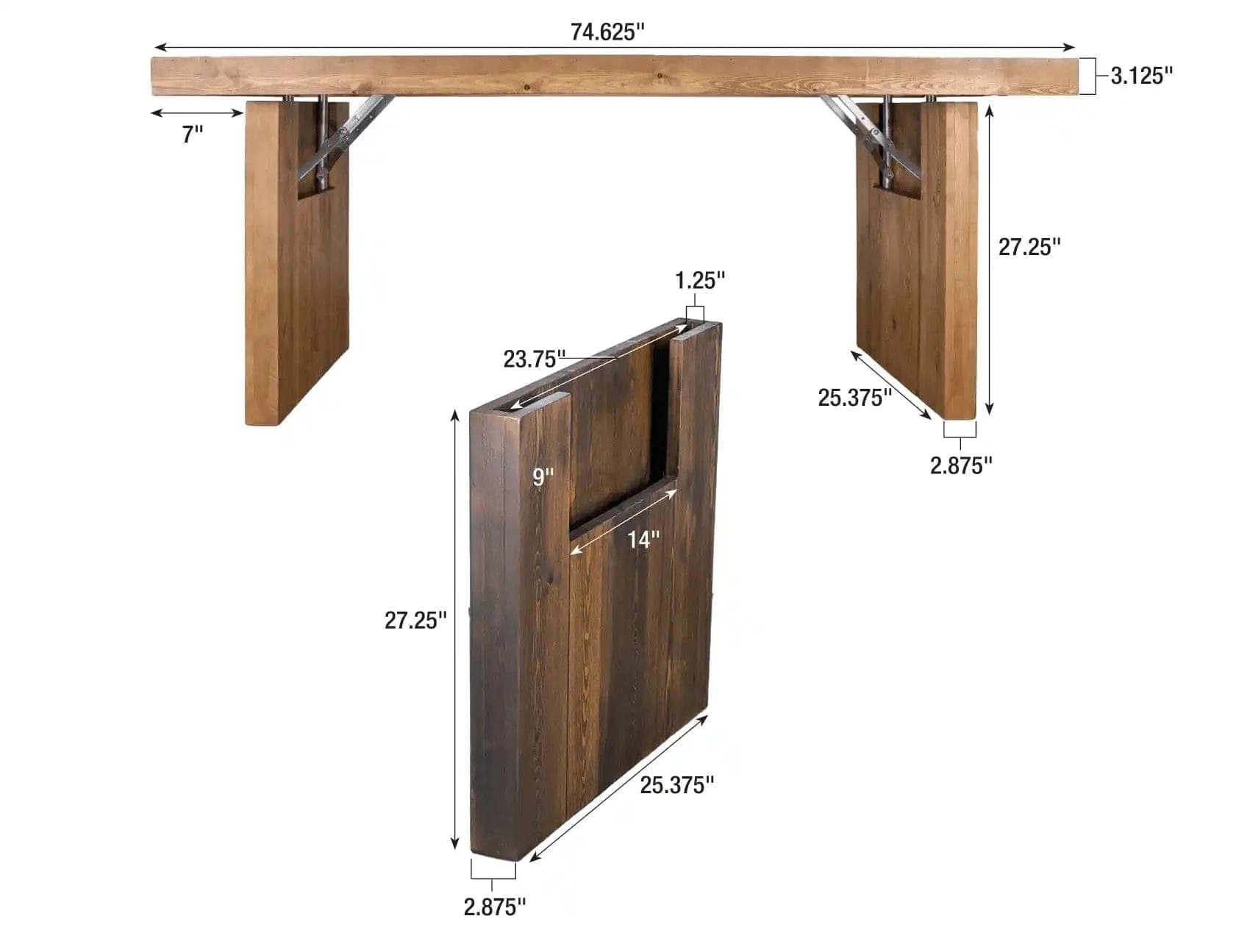 Chivari 72" x 30" Black Farm Table Conversion Kit for Banquet Tables TFARMCKT7230-BLK-AX-T