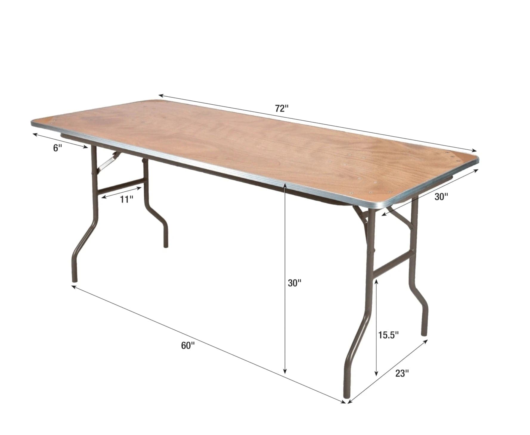 Chivari 72" x 30" (6 Foot) Rectangle Heavy Duty Plywood Folding Table with Steel Skeleton™ TPLYRT7230M-ST-AX