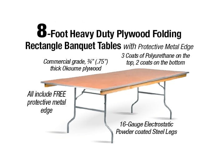Chivari 96" x 48" (8 Foot) Rectangle Plywood Folding Table TPLYRT9648M-AX-T