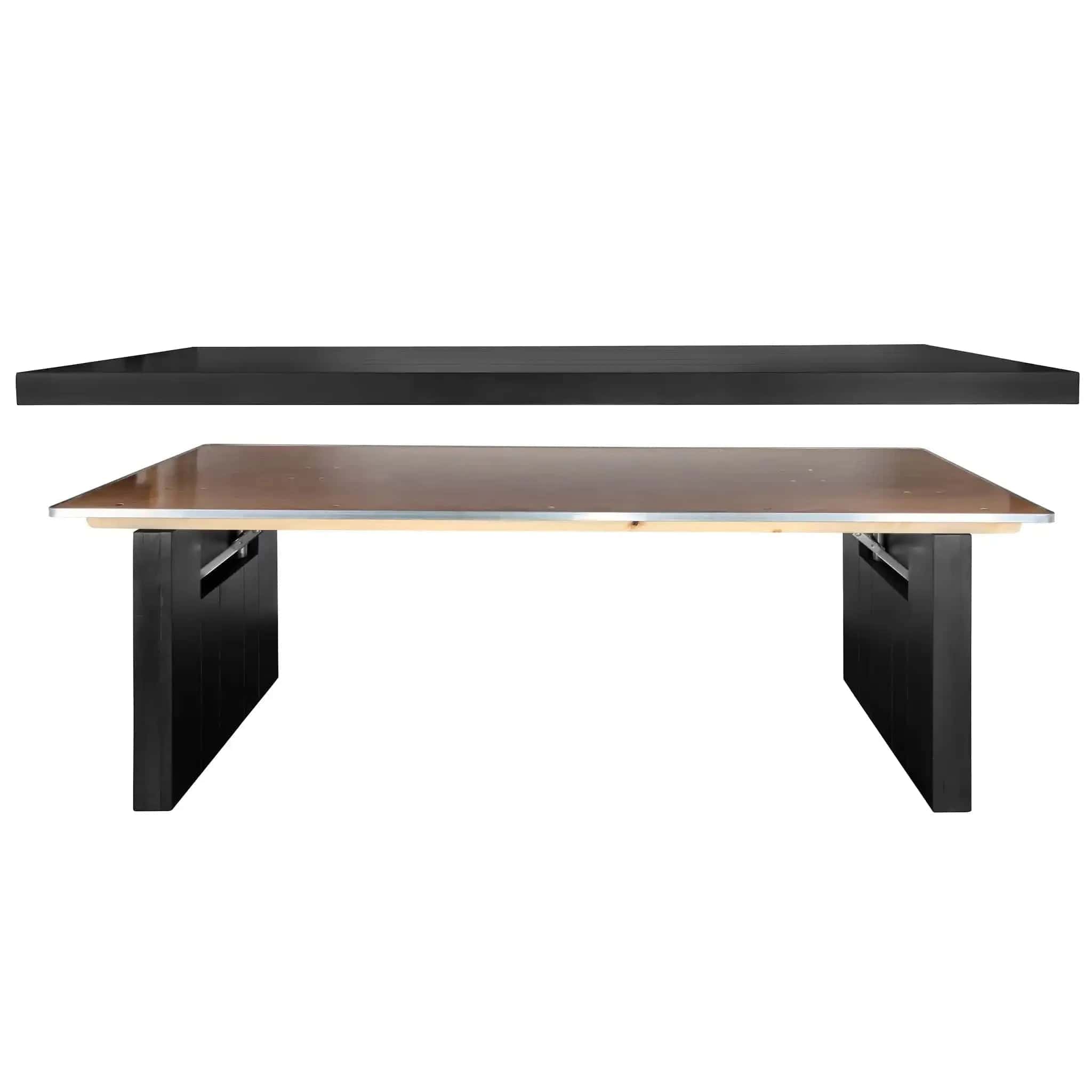 Chivari 96" x 30" Black Farm Table Conversion Kit for Banquet Tables TFARMCKT9630-BLK-AX-T