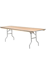 96" x 30" (8 Foot) Rectangle Heavy Duty Plywood Folding Table