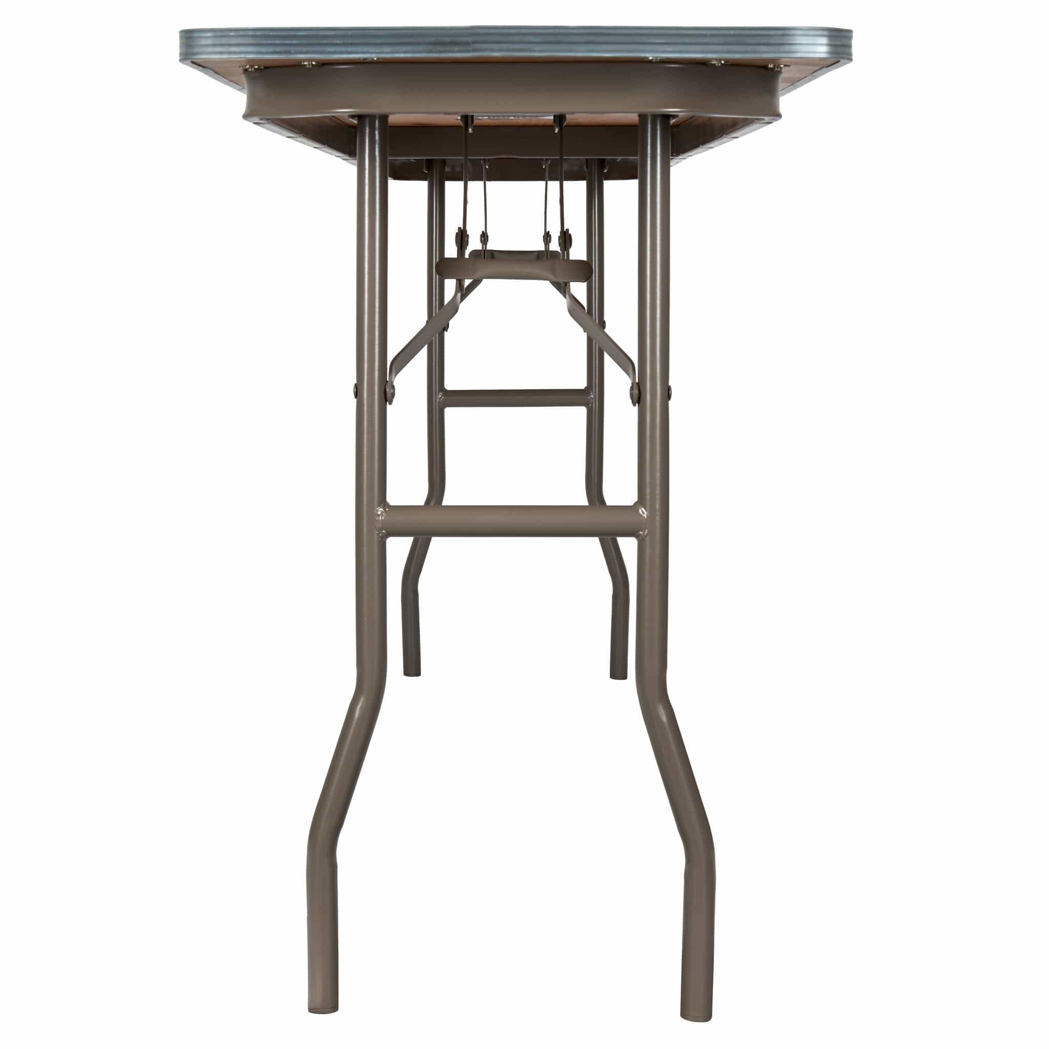Chivari 96" x 18" (8 Foot) Rectangle Heavy Duty Plywood Folding Table with Steel Skeleton™ TPLYRT9618M-ST-AX