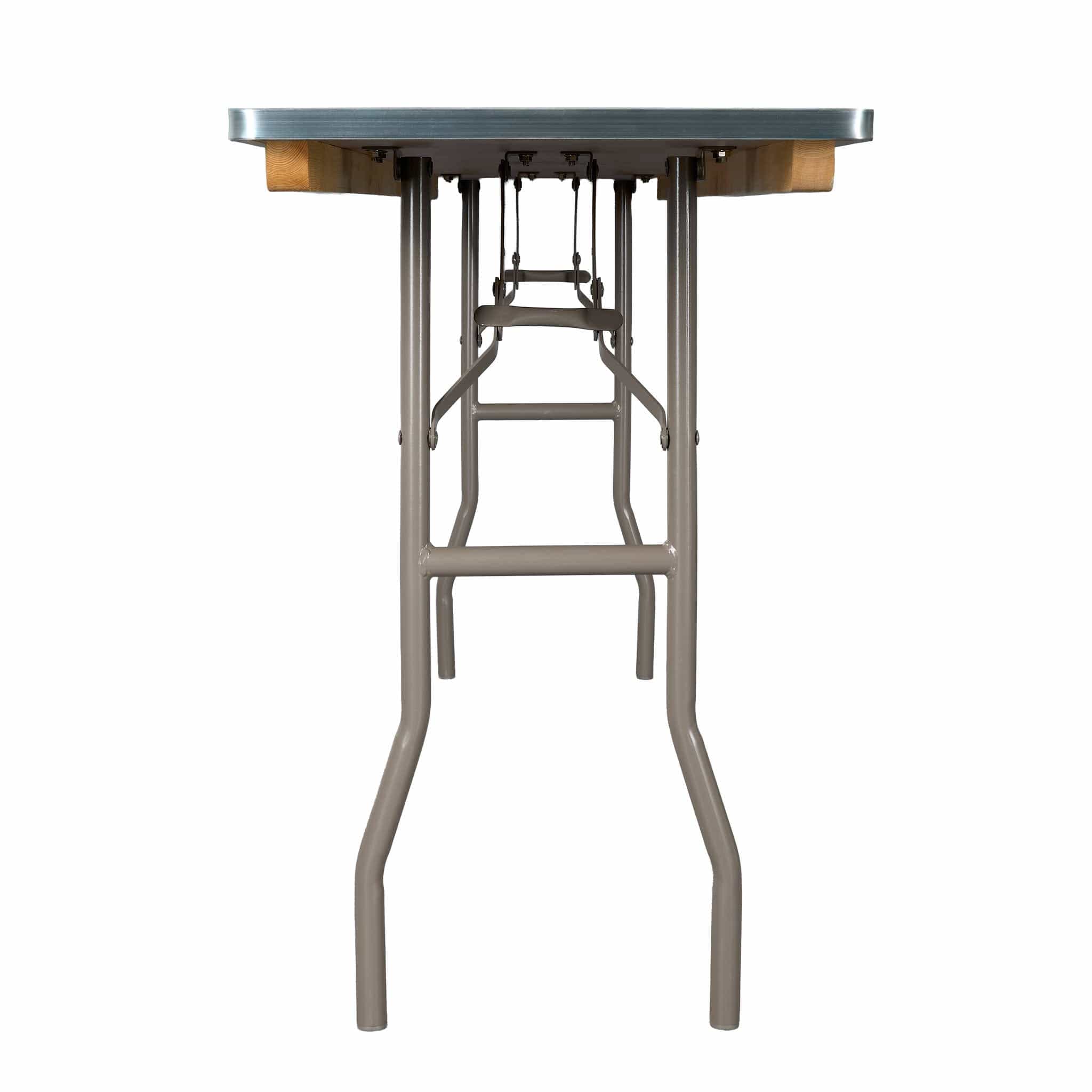 Chivari 96" x 18" (8 Foot) Gray Rectangle Heavy Duty Plywood Folding Table TPLYRT9618MG-AX-T