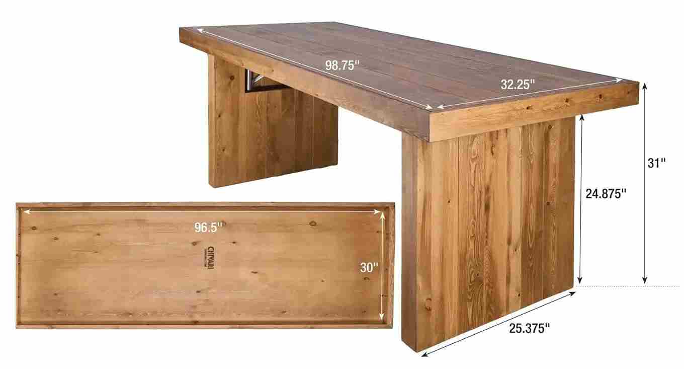 Chivari 96" x 30" Chestnut Finish Farm Table Conversion Kit for Banquet Tables TFARMCKT9630-CHT-AX-T