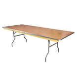 96" x 40" (8 Foot) Rectangle Heavy Duty Natural Plywood Folding Banquet Table