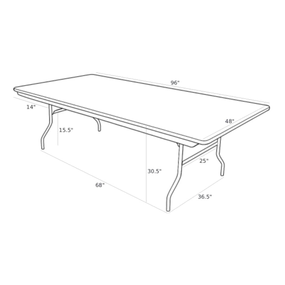 Chivari 96" x 48" (8 Foot) Rectangle Plywood Folding Table TPLYRT9648M-AX-T