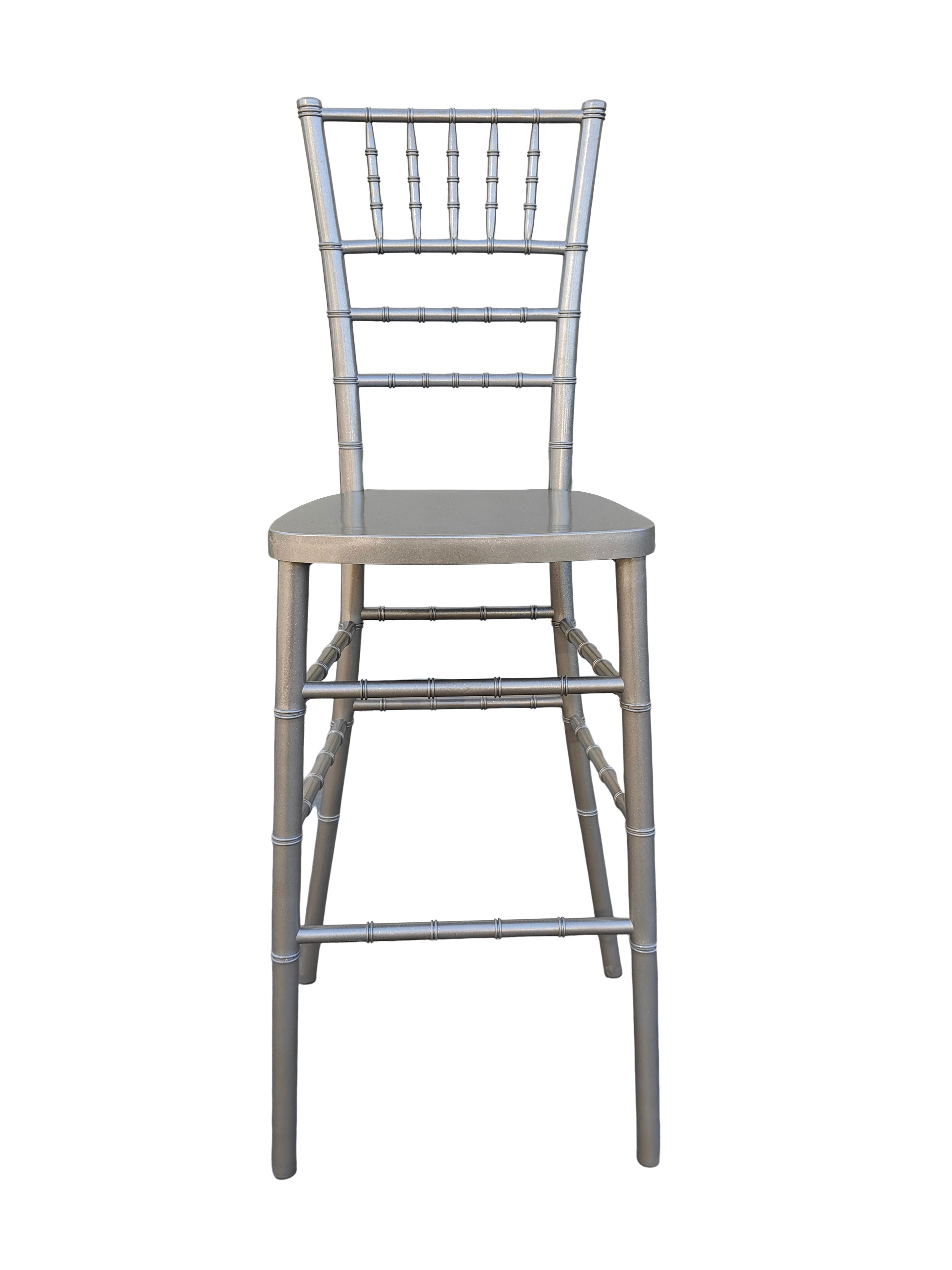 Sparkling Silver Champagne Resin Steel Skeleton™ Chiavari Barstool